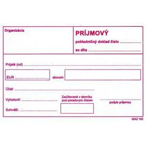 Igaz 193 Príjmový pokladničný doklad bez DPH -100 listov