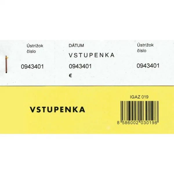 Igaz Vstupenka číslovaná 3-dielna 100 lístkov