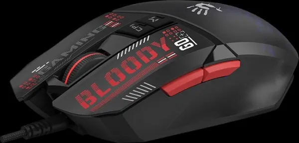 A4tech BLOODY W60 Max Mini, podsvícená herní myš, 12000 DPI, černá, USB