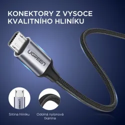 UGREEN Micro USB kábel 1.5m, čierny 1UG1272