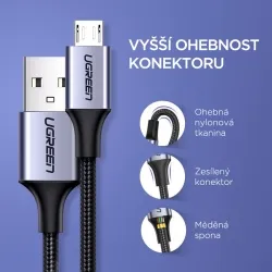 UGREEN Micro USB kábel 1.5m, čierny 1UG1272