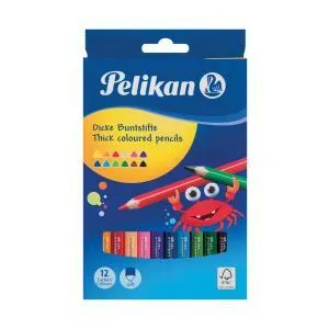 Farbičky Pelikan trojhranné hrubé 12 ks