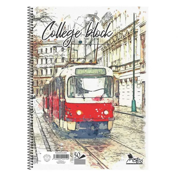 College A5 notes blok B špirála+dierky linajkový 50 listov