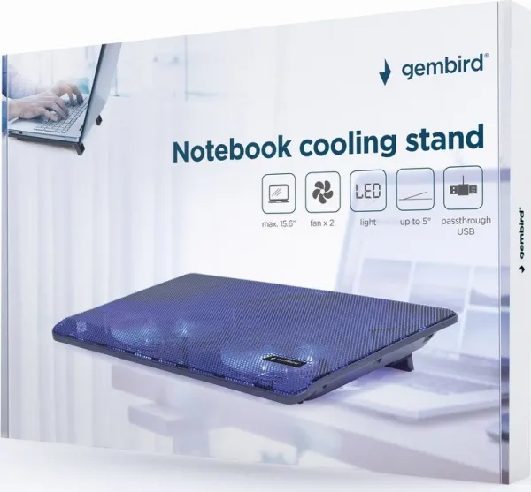 Stojan na notebook GEMBIRD NBS-2F15-05, pre notebooky do 15,6", LED, čierny