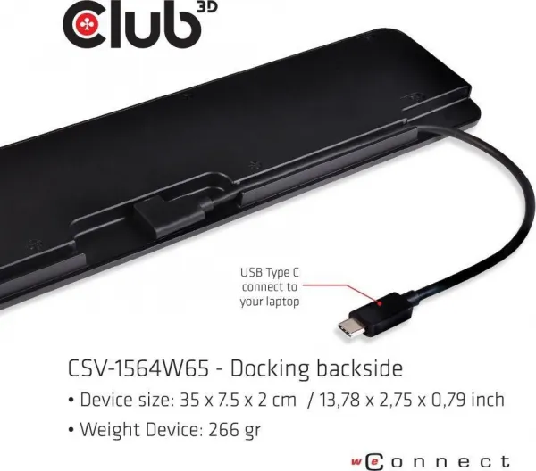 Club 3D Dokovacia stanica Club3D USB-C 3.2 s napájacím adaptérom Triple Dynamic Display PD, 100 W