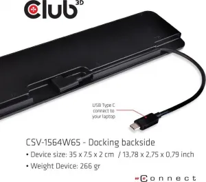 Club 3D Dokovacia stanica Club3D USB-C 3.2 s napájacím adaptérom Triple Dynamic Display PD, 100 W