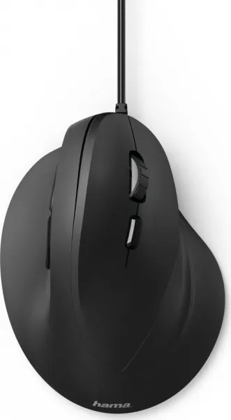 Vertikálna ergonomická drôtová myš Hama EMC-500, 6 tlačidiel, čierna