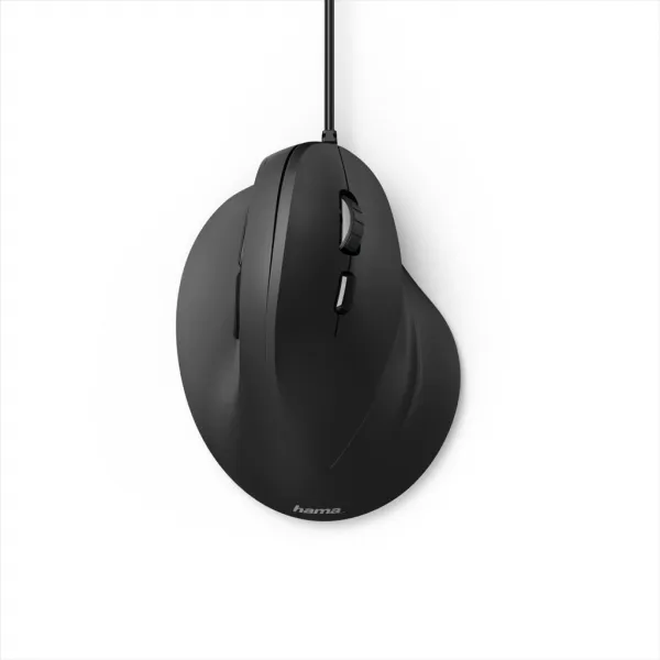 Vertikálna ergonomická drôtová myš Hama EMC-500, 6 tlačidiel, čierna