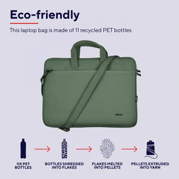 TRUST 16" Bologna Slim Laptop Bag Eco, zelená
