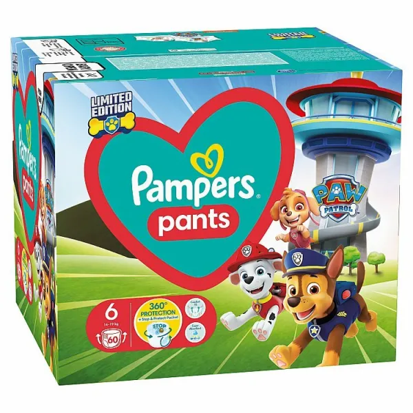 Pampers Pants Labková Patrola plienkové nohavičky veľkosť 6 60 ks 14-19 kg