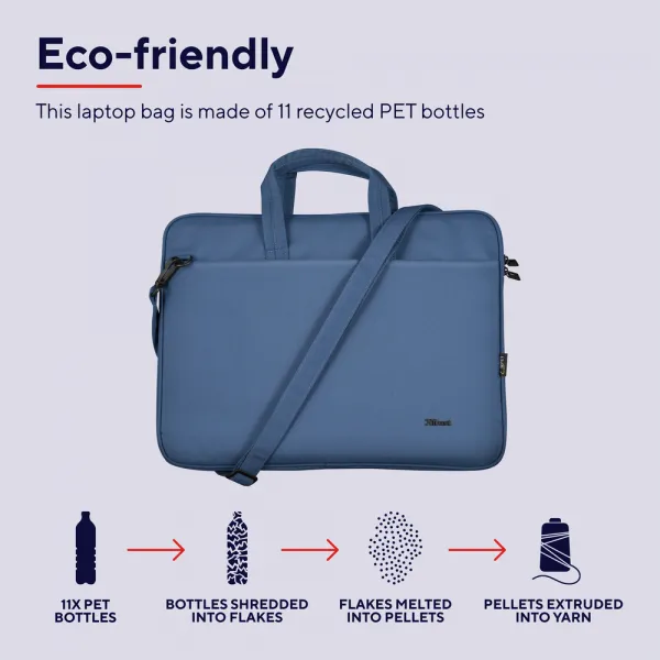 TRUST Taška na notebook 16" Bologna Slim Laptop Bag Eco, modrá