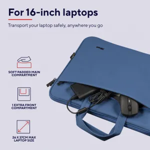 TRUST Taška na notebook 16" Bologna Slim Laptop Bag Eco, modrá
