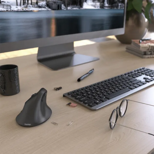 Vertikálna ergonomická bezdrôtová myš Hama EMW-500L, ľavá, čierna