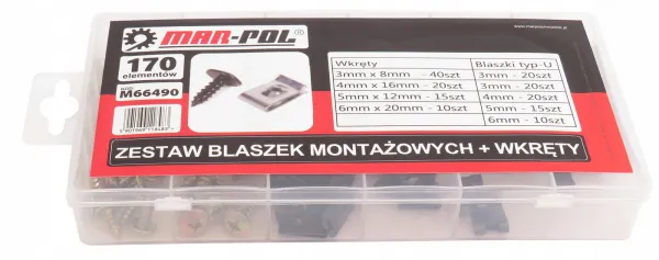 Montážne úchytky pliešky + skrutky 170 ks