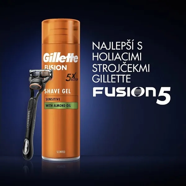 Gillette Fusion5 Ultra Sensitive gél na holenie pre citlivú pleť 200 ml
