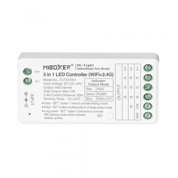 LEDprodukt LED RGB / RGBW / RGB Dual White prijímač 3 in 1 RF5 - 2,4GHz WIFI (FUT037W+)