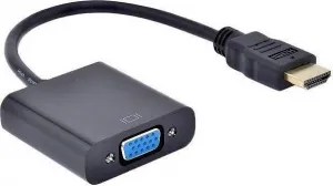 PremiumCord převodník HDMI na VGA se zvukem 3,5mm stereo jack, černá
