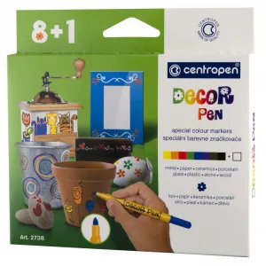 Dekoračný popisovač CENTROPEN 2738 Decor Pen Pastel - sada 7+2 k