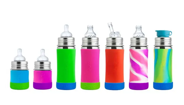 Pura silikónové chrániče na fľašu 2ks - 150ml, 260ml, 325ml Aqua Grey