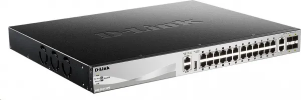 D-Link DGS-3130-30PS/SI L3 stohovateľný gigabitový riadený PoE switch, 24x PoE gigabit, 2x 10GBASE-T, 4x SFP+, 370W PoE