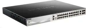 D-Link DGS-3130-30PS/SI L3 stohovateľný gigabitový riadený PoE switch, 24x PoE gigabit, 2x 10GBASE-T, 4x SFP+, 370W PoE