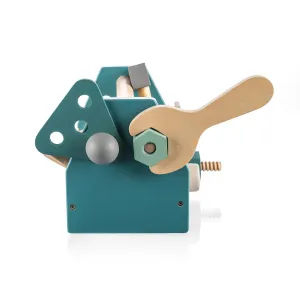 Zopa detská drevená sada náradia v boxíku modrá