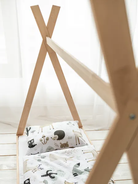 Woodisio Montessori Detská posteľ TEEPEE buk Farba: Prírodné drevo, Variant: 200 x 80