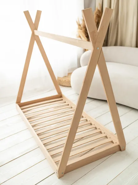 Woodisio Montessori Detská posteľ TEEPEE buk Farba: Prírodné drevo, Variant: 200 x 80