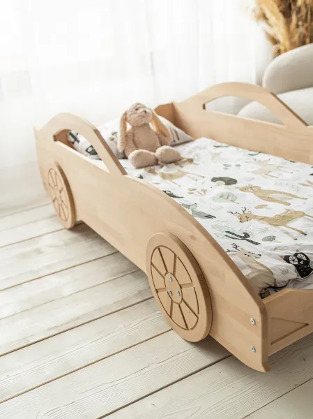 Woodisio Posteľ pre chlapca AUTO - buk Farba: Prírodné drevo, Variant: 200 x 80
