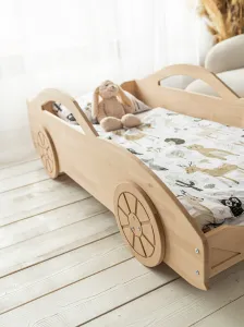 Woodisio Posteľ pre chlapca AUTO - buk Farba: Prírodné drevo, Variant: 200 x 80