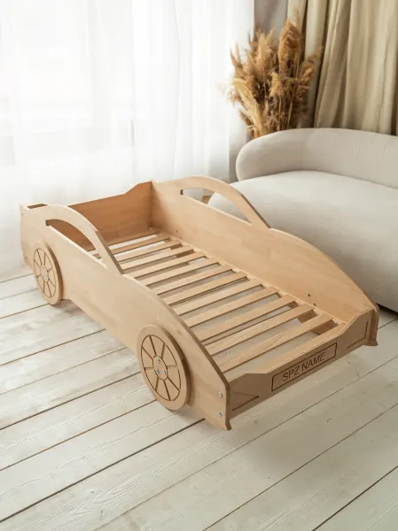 Woodisio Posteľ pre chlapca AUTO - buk Farba: Prírodné drevo, Variant: 200 x 80