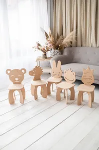 Woodisio Detská stolička Animal buk Farba: Prírodné drevo, Variant: Macko
