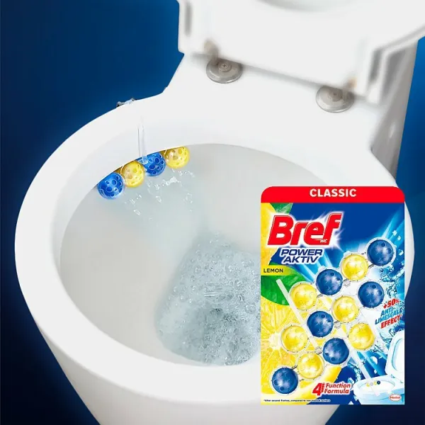 Bref Power Aktiv WC závesný blok tuhý 3 x 50 g Citrón