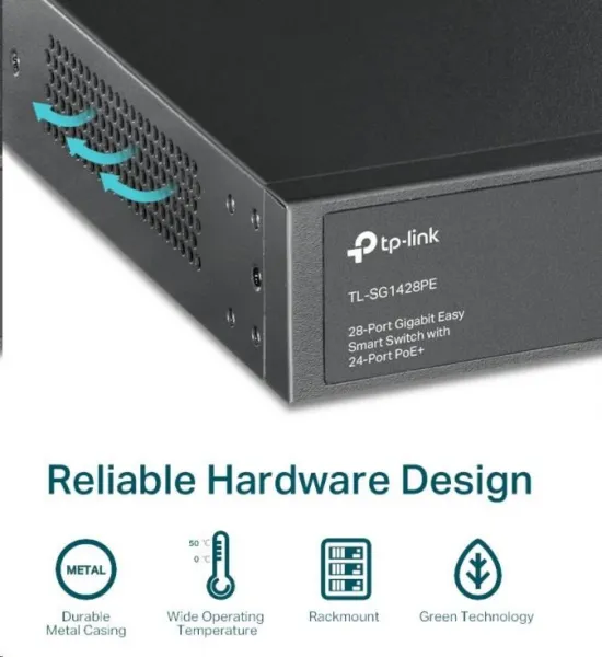 TP-Link Easy Smart switch TL-SG1428PE (26xGbE, 2xSFP, 24xPoE+, 250W)