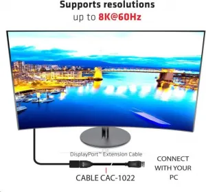 Club 3D Club3D Kabel prodlužovací DisplayPort 1.4 HBR3 8K60Hz (M/F), 2m, 28 AWG
