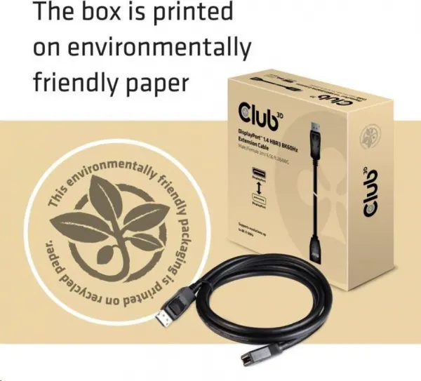 Club 3D Club3D Kabel prodlužovací DisplayPort 1.4 HBR3 8K60Hz (M/F), 2m, 28 AWG