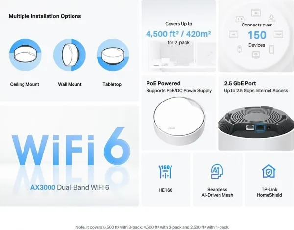 AX3000 WiFi Deco X50-PoE 3pack TP-LINK