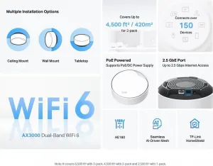 AX3000 WiFi Deco X50-PoE 3pack TP-LINK