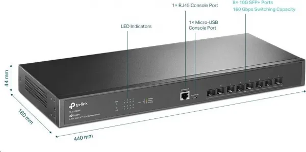 TP-Link OMADA JetStream switch TL-SX3008F (8xSFP+, 2xconsole, fanless)