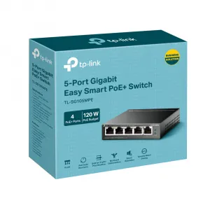 TP-Link Easy Smart switch TL-SG105MPE (5xGbE, 4xPoE+, 120W, fanless)