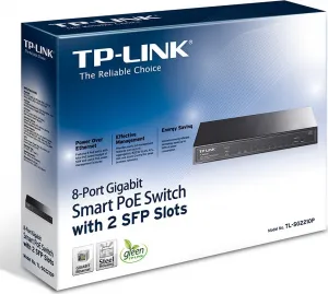 tp-link TL-SG2210P, 10 portový gigabitový inteligentný switch JetStream s 8 portami PoE+ TL-SG2210P