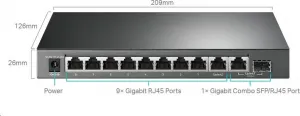 TP-Link CCTV Easy Smart switch TL-SG1210MPE (8xGbE, 1xGbE uplink, 1xGbE/SFP combo uplink, 8xPoE+, 123W, fanless)