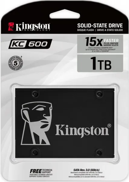 SSD disk Kingston 1024GB KC600 SATA3 2.5" (R:550, W:520 MB/s)