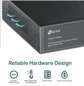 TP-Link CCTV Easy Smart switch TL-SG1218MPE (16xGbE, 2xGbE/2xSFP combo, 16xPoE+, 250W)