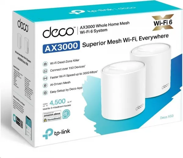 TP-Link Deco X50(2-pack) WiFi6 Mesh (AX3000,2,4GHz/5GHz,3xGbELAN/WAN)