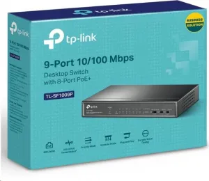 TP-Link CCTV switch TL-SF1009P (8x100Mb/s, 1x100Mb/s uplink, 8xPoE+, 65W, fanless)