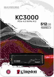 SSD disk Kingston 512 GB KC3000 M.2 2280 NVMe™ PCIe Gen 4 (R 7000 MB/s; W 3900 MB/s)