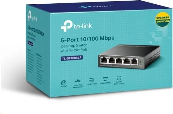 TP-Link switch TL-SF1005LP (5x100Mb/s, 4xPoE, 41W, fanless)