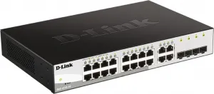 D-Link DGS-1210-16 20-portový gigabitový inteligentný prepínač, 16x GbE, 4x RJ45/SFP, bez ventilátora