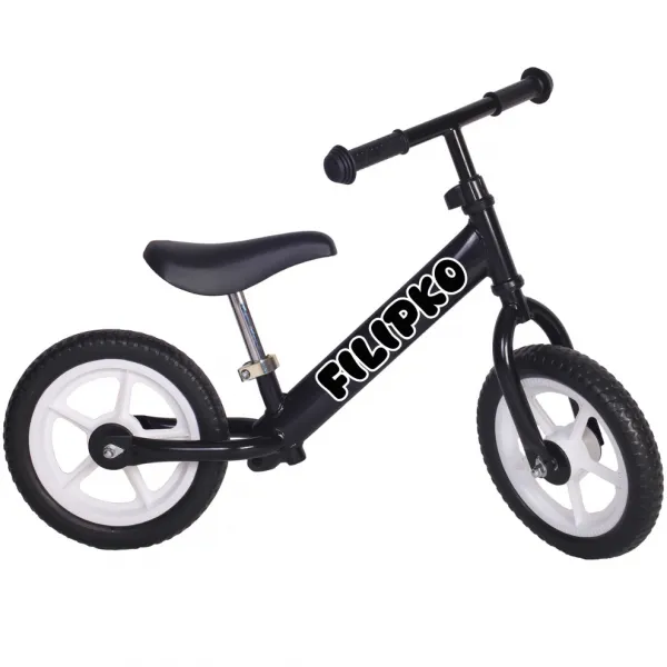 myRunbike Moje odrážadlo s menom - čierne s bielymi kolesami